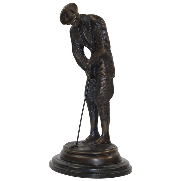 Impressive Bronze Golfer Putting Statue on Plinth Signed by Artist T. Just