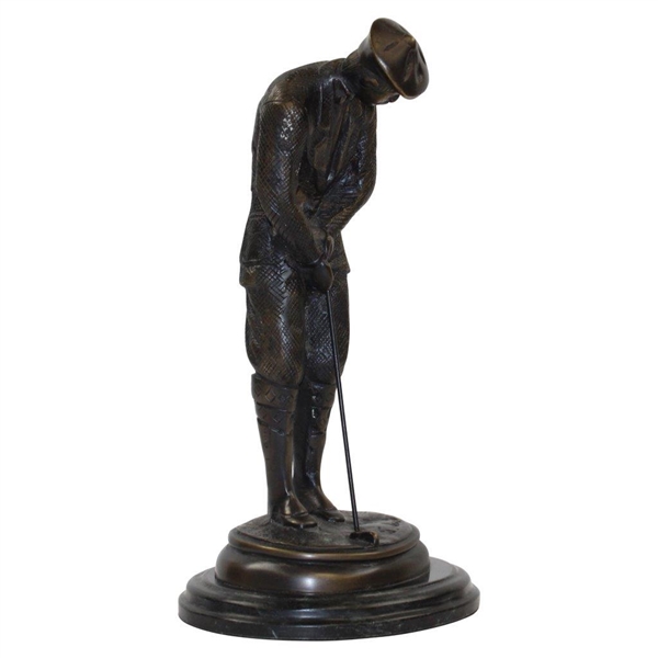 Impressive Bronze Golfer Putting Statue on Plinth Signed by Artist T. Just