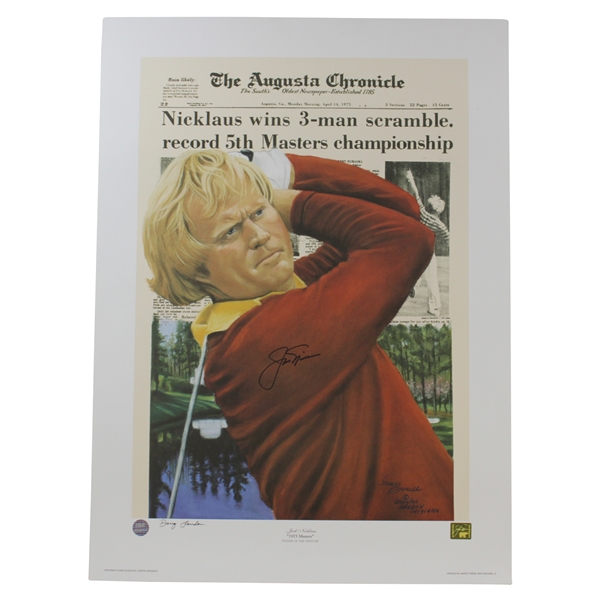 Jack Nicklaus Signed 'Wins 5th Masters (1975)' Oversize Ltd Ed Print by Doug London JSA ALOA