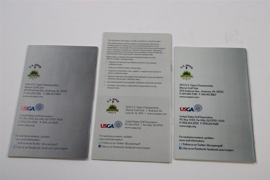 2013 US Open at Merion GC Program, Ticket Set, Spec Guide & Pairing Sheets