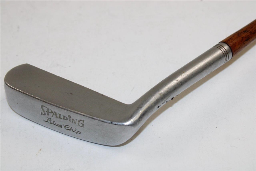 Circa 1980's Spalding Blue Chip Putter with Wooden Shaft