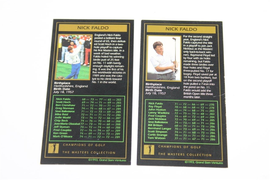 Nick Faldo Signed 1993 GSV Masters Collection Golf Cards - 1989 & 1990 JSA ALOA