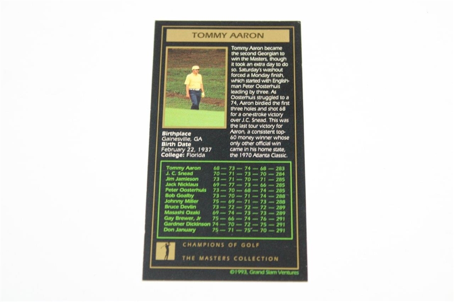 Tommy Aaron Signed 1993 GSV Masters Collection Golf Card - 1973 JSA ALOA