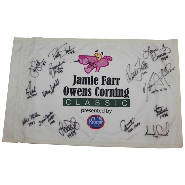 Kroger Jamie Farr Owens Corning Classic Champions Flag with Years Won Notations JSA ALOA