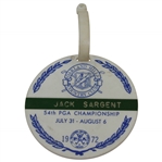 Jack Sargent's 1972 PGA Championship at Oakland Hills CC Bag Tag