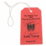Davis Love III Signed 1985 The Walker Cup at Pine Valley Golf Club Ticket #02069 with Jay Haas JSA ALOA