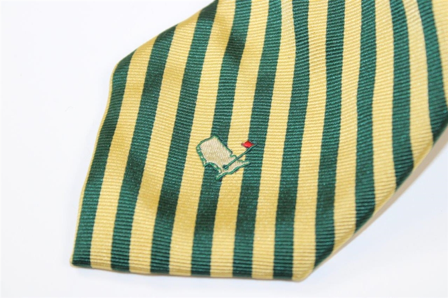 Augusta National Golf Club Masters Green & Yellow Striped Necktie - Used