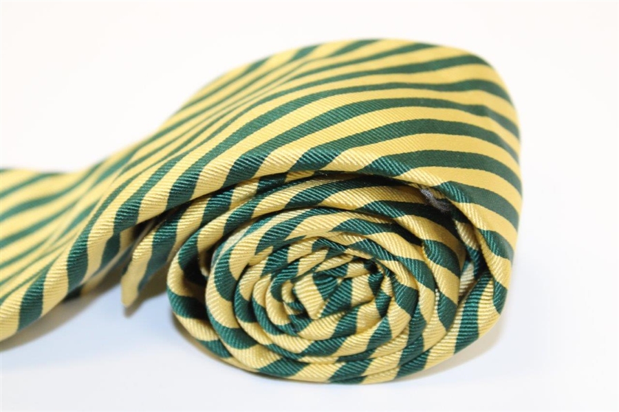 Augusta National Golf Club Masters Green & Yellow Striped Necktie - Used