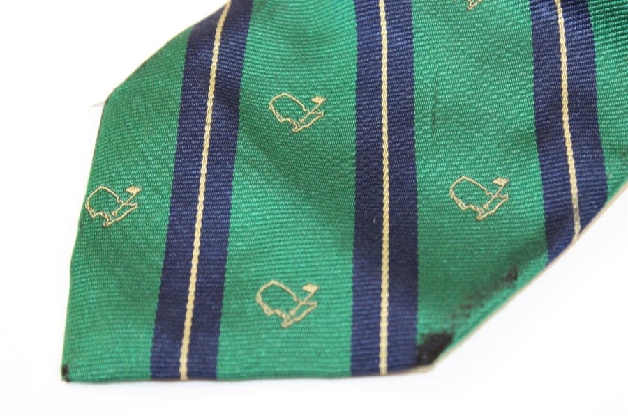 Augusta National Golf Club Green with Navy & Thin Gold Striped Necktie - Used
