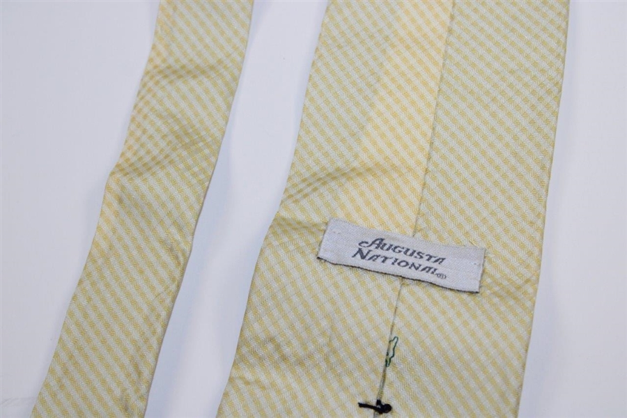 Augusta National Golf Club White & Yellow Trellis Pattern Necktie - Used