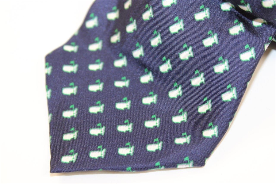 Augusta National Golf Club Clubhouse Collection Blue with Green/White Logo Necktie - Used