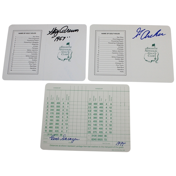 Sarazen, Brewer, & Archer Signed Augusta National Golf Club Scorecards JSA ALOA