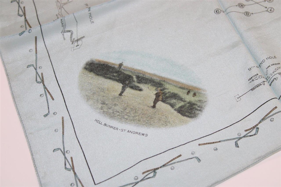 Circa 1920’s Silk Scarf with Four (4) Scenes of The Old Course 