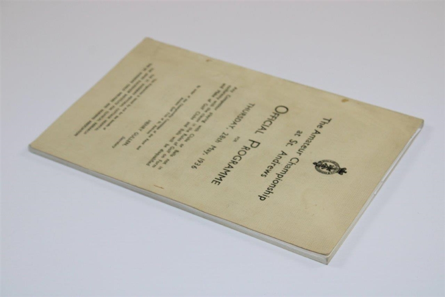 1936 The Amateur Championship at St. Andrews Official Programme