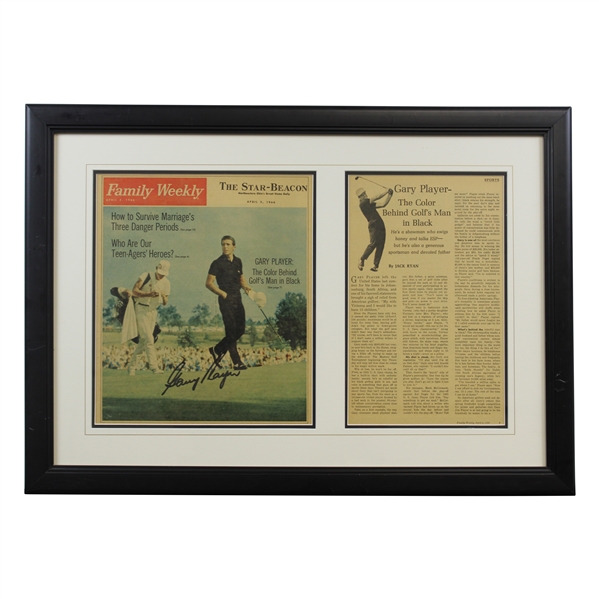 Gary Player's Signed Personal 1966 The Star Beacon Weekly Magazine - Framed JSA ALOA