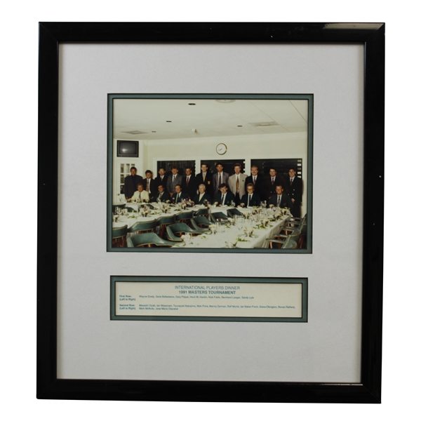 Gary Player's Personal 1991 Masters Tournament International Players Dinner Photo - Framed