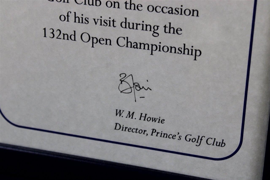 Gary Player's Personal 2003 Prince's Golf Club Issued Life Membership Certificate - Framed