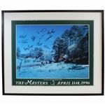 Twenty-Two (22) Masters Champions Signed The Masters 1996 12th Hole Poster JSA ALOA