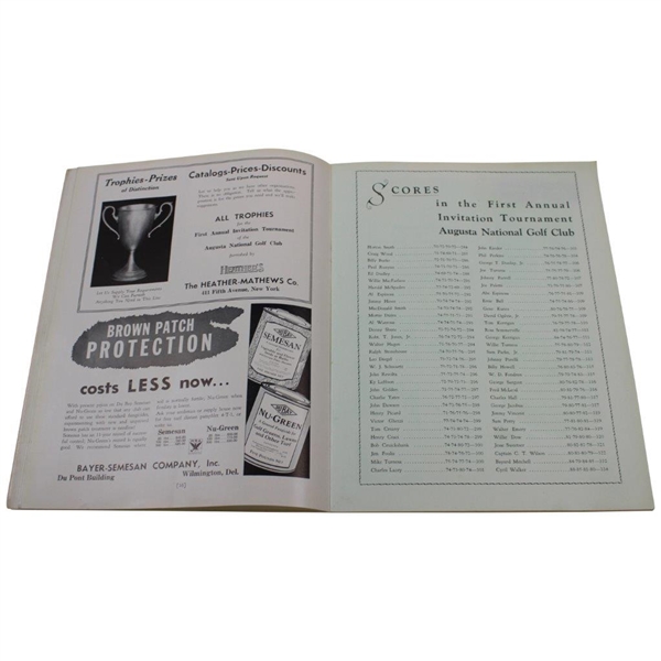 1934 Augusta National Invitation Tournament Program (First Masters)