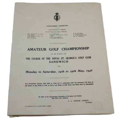 1948 The Amateur Golf Championship At Royal St. George's Bracket/Pairings Sheet - Filled Out