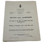 1948 The Amateur Golf Championship At Royal St. Georges Bracket/Pairings Sheet - Filled Out