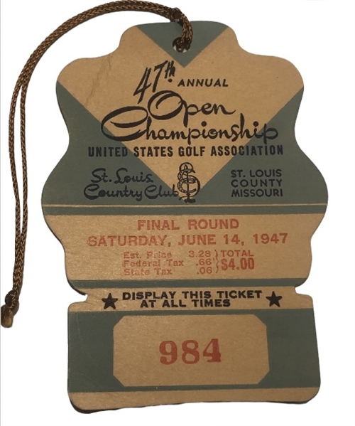 1947 US Open at St. Louis CC Final Round Saturday Ticket #984 - Lew Worsham Winner