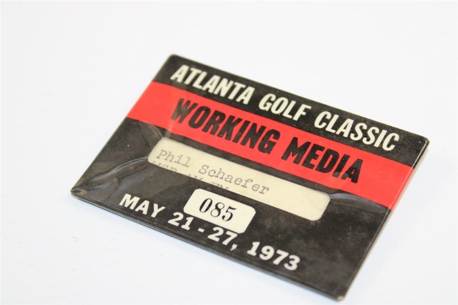 1973 Atlanta Golf Classic Working Media Badge #085 Belonging to Phil Schaefer