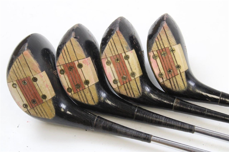 Macgregor M75 Woods & M85 Irons Woods 1-2-3-4 Irons 2-9 With 11 Iron/ Wedge # M-89 Never Refinished, Circa 1952  Eye-O-Matic Muscle Rack Original Leather Grips Have Been In Storage For The Last 45 Ye