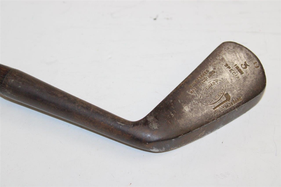 Tom Stewart Wood Shaft 3-Iron, Has Inspection Mark Line Face On Toe Stained Shaft W/Repair