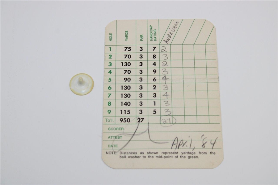 Vintage Augusta National Golf Club Ball Mark with Par-3 Scorecard - John Andrisani Collection