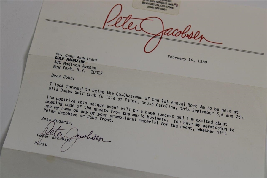 Peter Jacobsen Signed 1989 Letter Plus Brass Ash Tray JSA ALOA - John Andrisani Collection