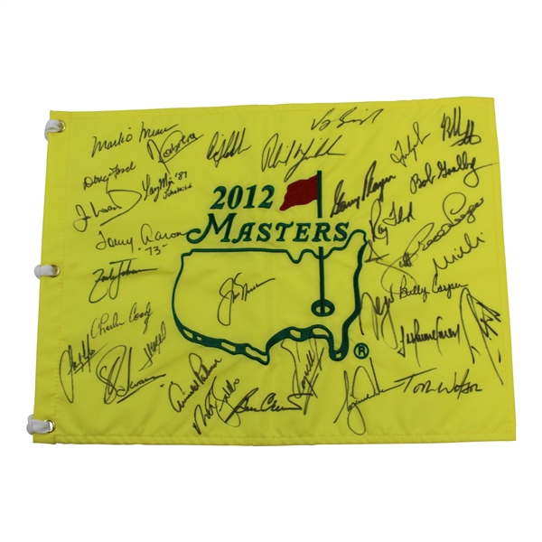Masters Champs Signed 2012 Masters Flag with Nicklaus Center - Signed by 33! PSA/DNA #O01953