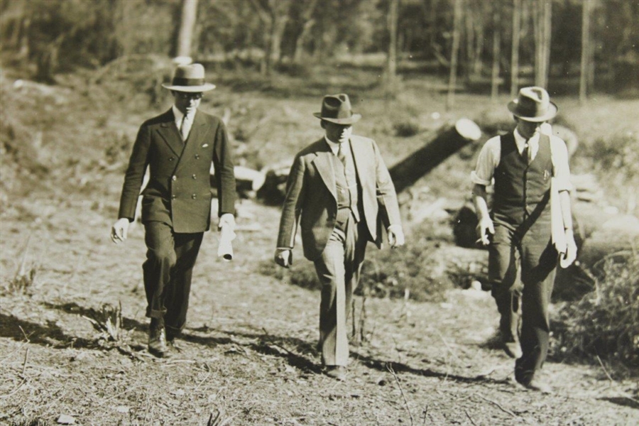 Early 1930s Augusta National GC Photo of Bobby Jones, Miller, & others Surveying Construction Grounds
