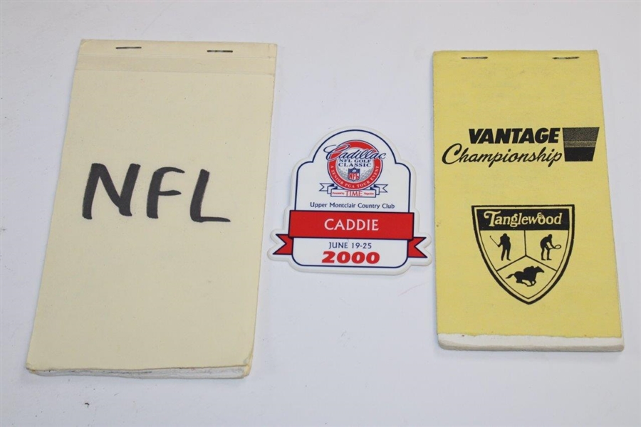 Lee Trevino Cadillac NFL Classic Caddy Bib, 2000 Badge, Course Flag and Yardage Books - Ralph Hackett Collection