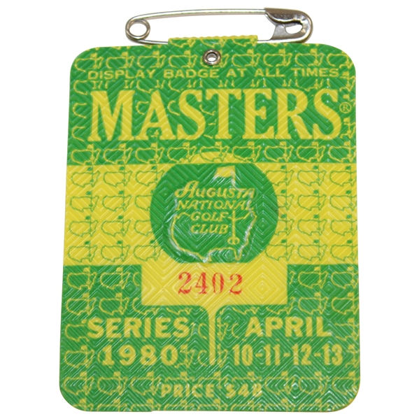 1980 Masters Tournament Series Badge #2402 Seve Ballesteros Winner