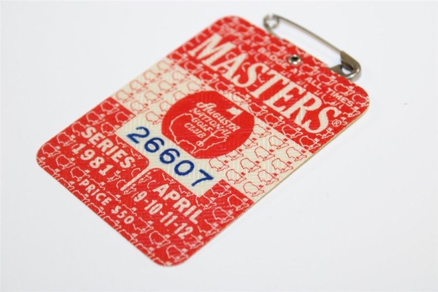 1981 Masters Tournament Series Badge #26607 Tom Watson Winner