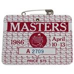 1986 Masters Tournament Series Badge #A2709 Nicklaus Winner