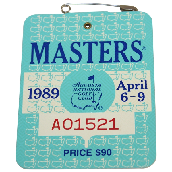 1989 Masters Tournament Series Badge #A01521 Nick Faldo Winner
