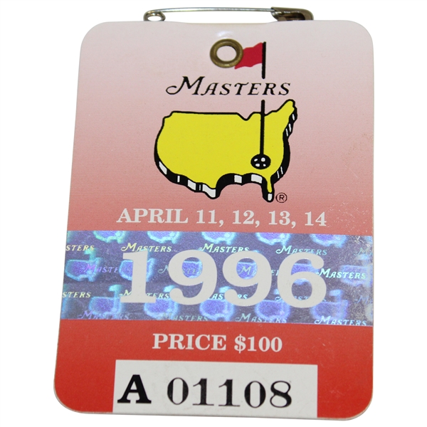 1996 Masters Tournament Series Badge #A01108 Nick Faldo Winner