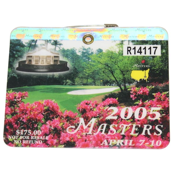 2005 Masters Tournament Series Badge #R14117 Tiger Woods Winner