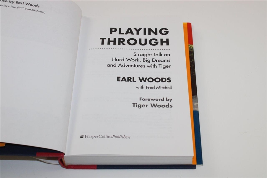 Tiger Woods Signed 'Playing Through'  Book on Dust Jacket JSA Letter