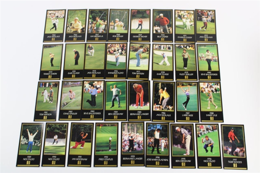 1997 Set of Grand Slam Ventures Masters Collection Golf Cards Including Tiger Woods