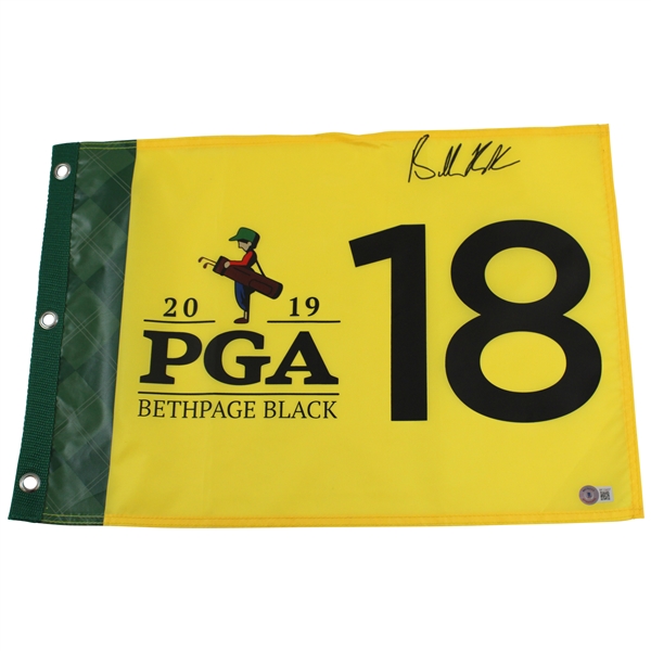 Brooks Koepka Signed 2019 PGA Championship at Bethpage Black Flag Beckett #BF13437