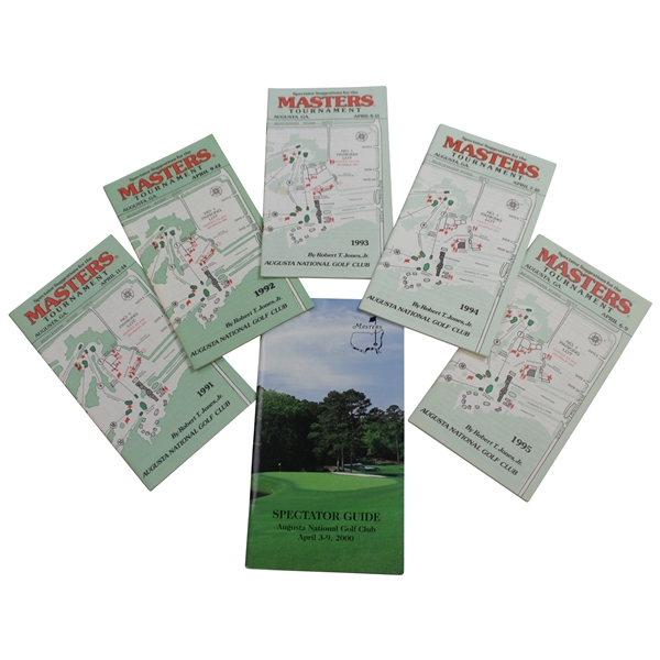 Six (6) Masters Tournament Spectator Guides - 1991-1995 & 2000