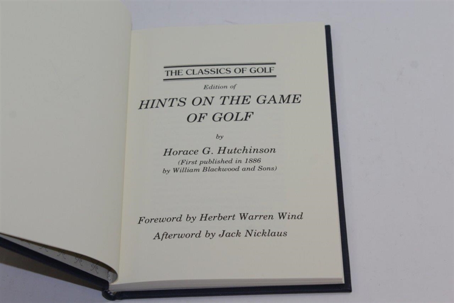 Hints of Golf' 1987 Classics of Golf Edition by Horace Hutchinson