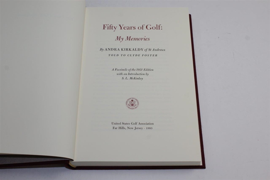 Kirkaldy - Fifty Years of Golf: My Memories' 1993 USGA Reprint Edition in Slipcase