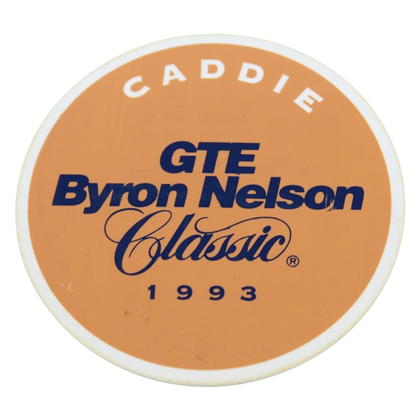 1993 Byron Nelson Caddie Badge - Tiger Woods 4th Career PGA Event as Amateur - Bob Burns Collection