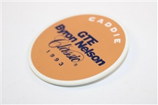 1993 Byron Nelson Caddie Badge - Tiger Woods 4th Career PGA Event as Amateur - Bob Burns Collection