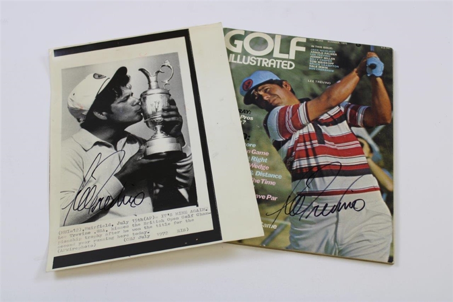 Lee Trevino Signed Golf Illustrated & Signed 'Kissing the Claret' Photo JSA ALOA