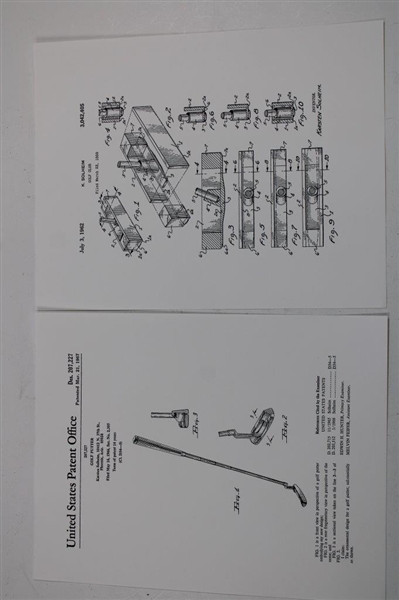 Facsimile Karsten Solheim 1962 United States Patent Office Golf Club Patent Documents